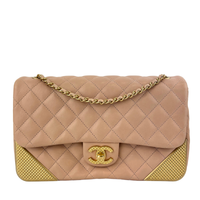 Beige Paris-Cosmopolite Rock the Corner Flap Bag Matte GHW