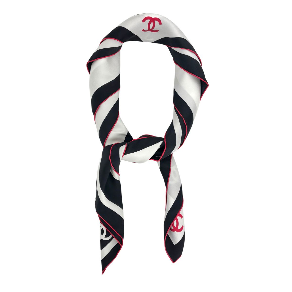 Coco Mark Scarf Silk in Black / White / Red - Glampot