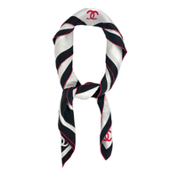 Coco Mark Scarf Silk in Black / White / Red - Glampot