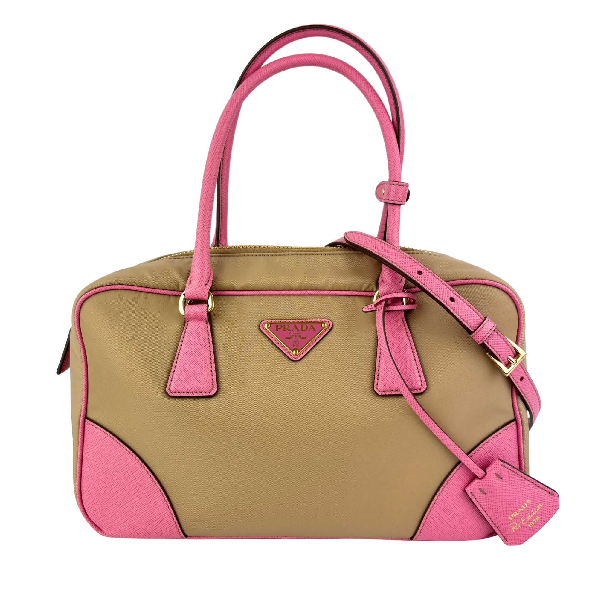 1BB115 Re-Edition 1978 Re-Nylon & Saffiano Medium Bag Camel - Glampot