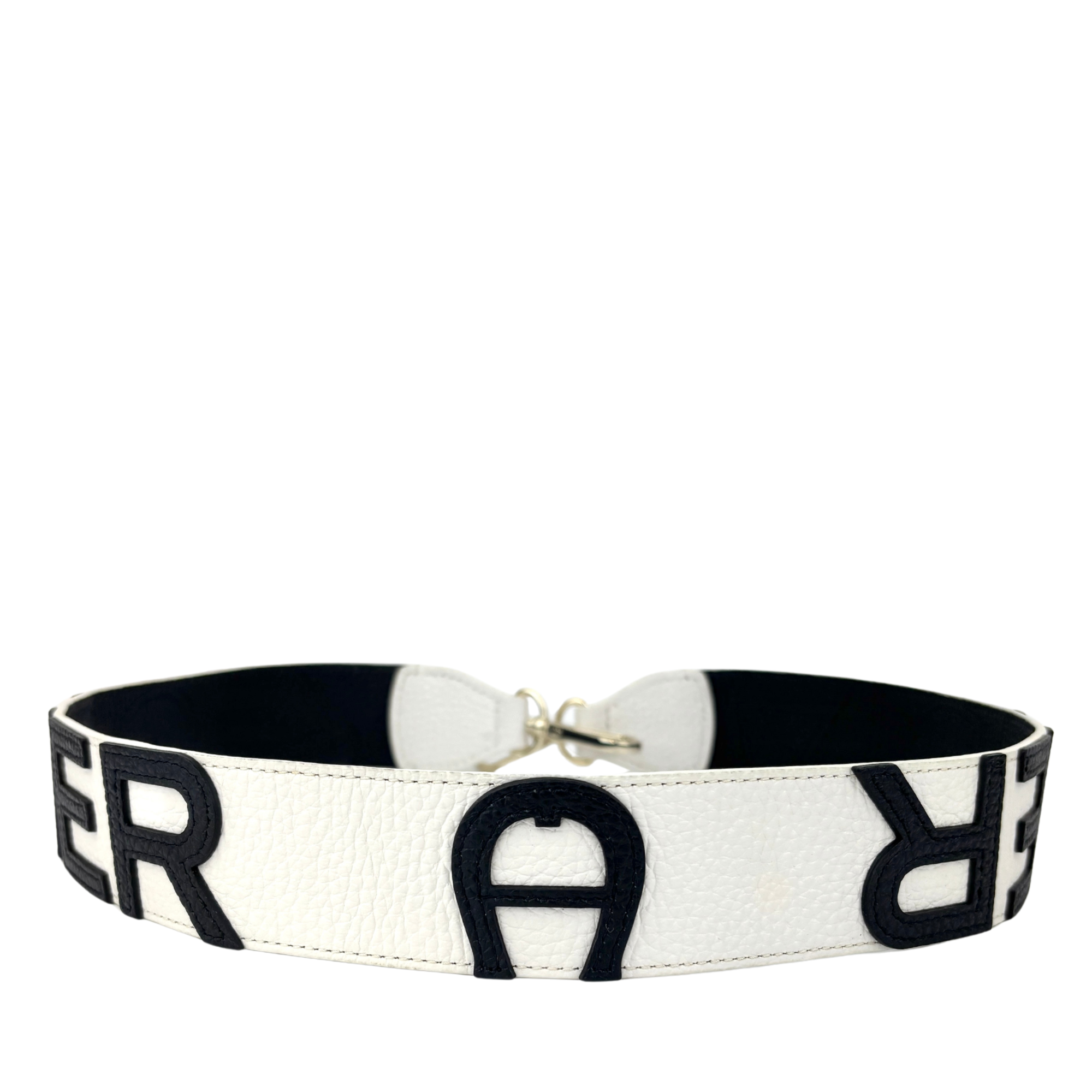 Logo Shoulder Strap in Black / White