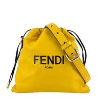 Yellow Fendi Roma Drawstring Pouch Bag with Strap