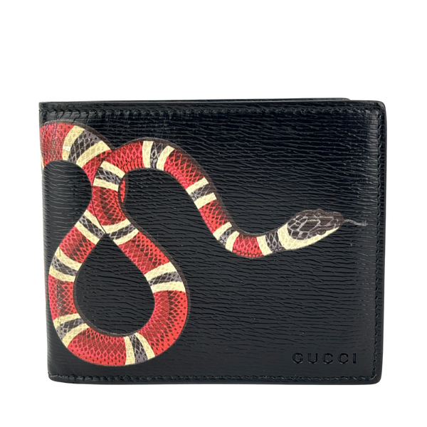 Black Leather Kingsnake Bifold Wallet