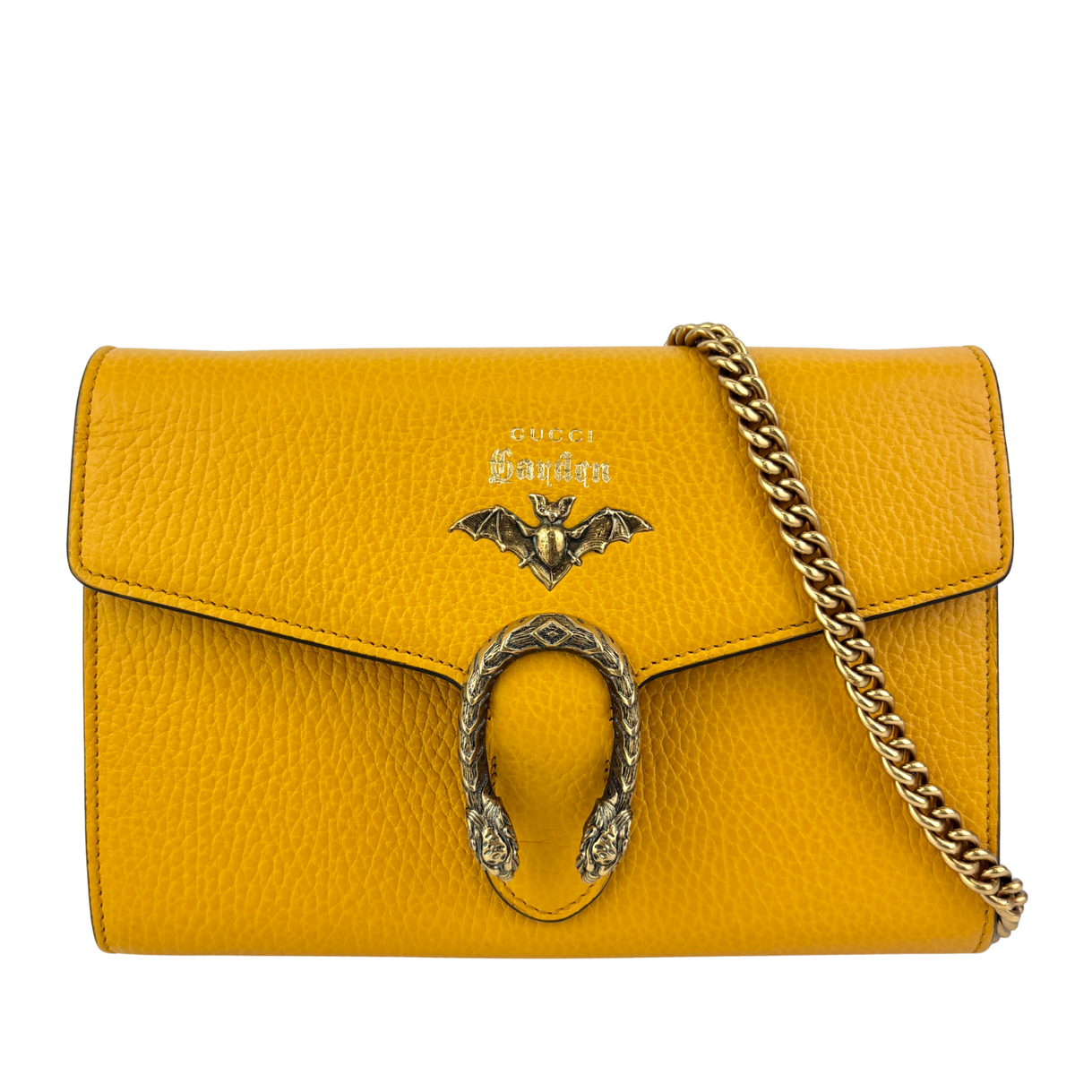 521550 Mustard Yellow Garden Series Bat Dionysus Wallet on Chain - Glampot