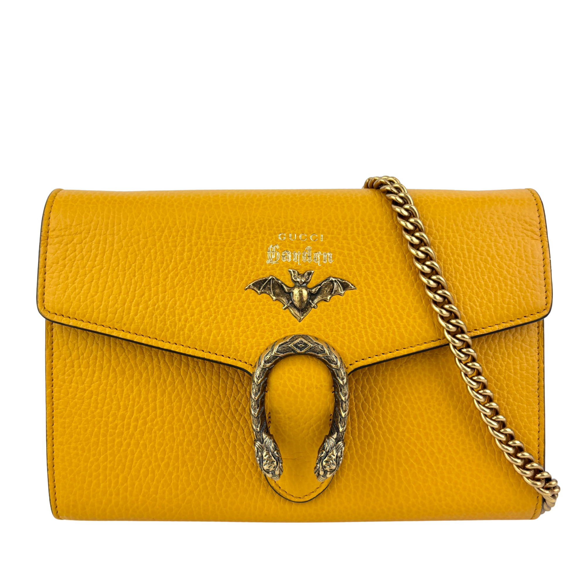 521550 Mustard Yellow Garden Series Bat Dionysus Wallet on Chain - Glampot