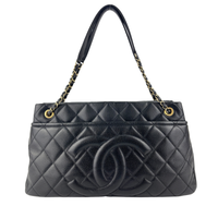 Black Quilted Caviar Timeless CC Soft Shopping Tote GHW