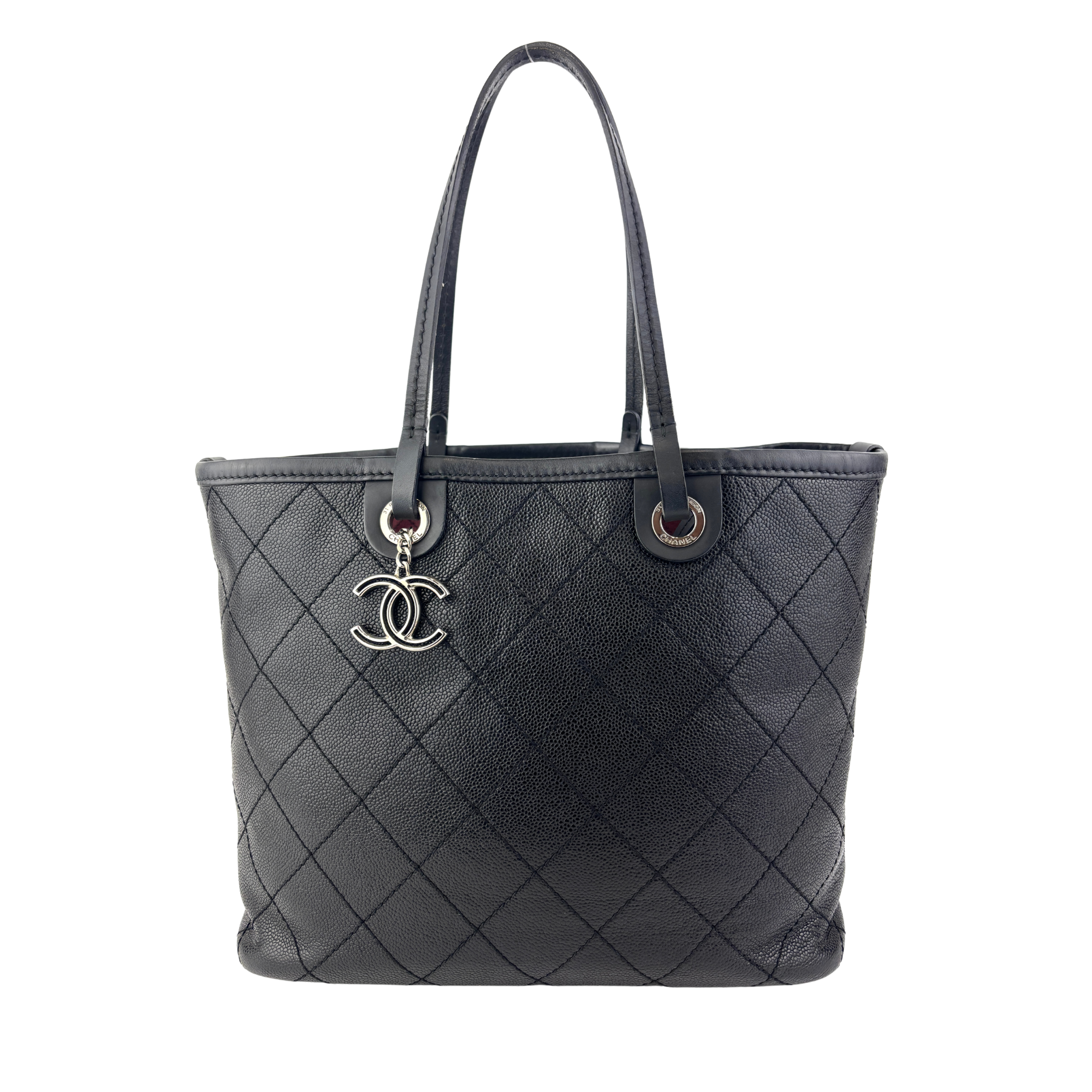 Black Quilted Caviar Shopping Fever Tote SHW