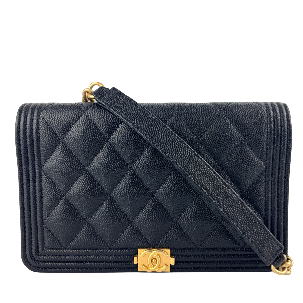Boy Wallet On Chain Black Caviar GHW AP1117 - Glampot