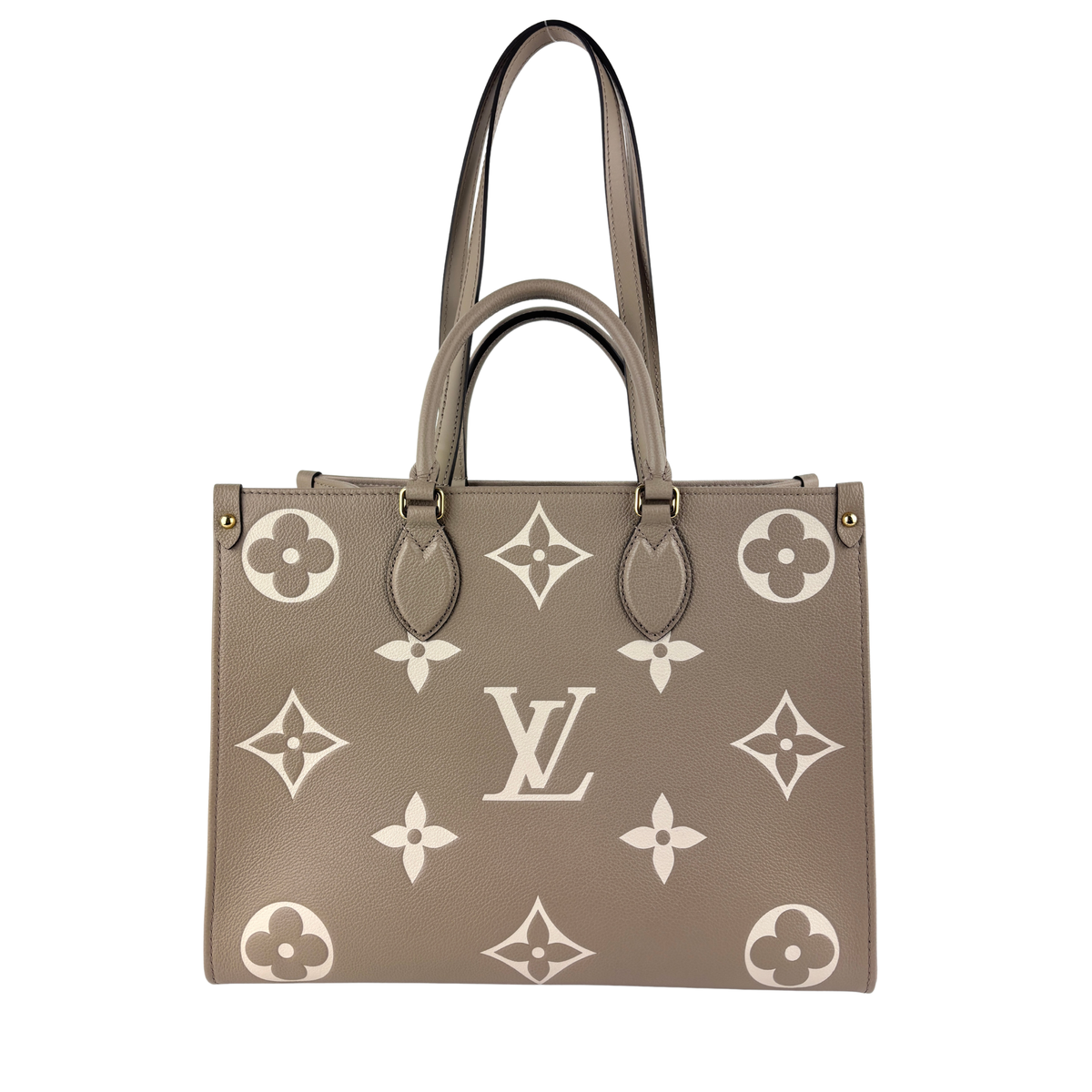 M45494 OnTheGo MM Bicolor Monogram Empreinte Leather Tourterelle / Crème - Glampot