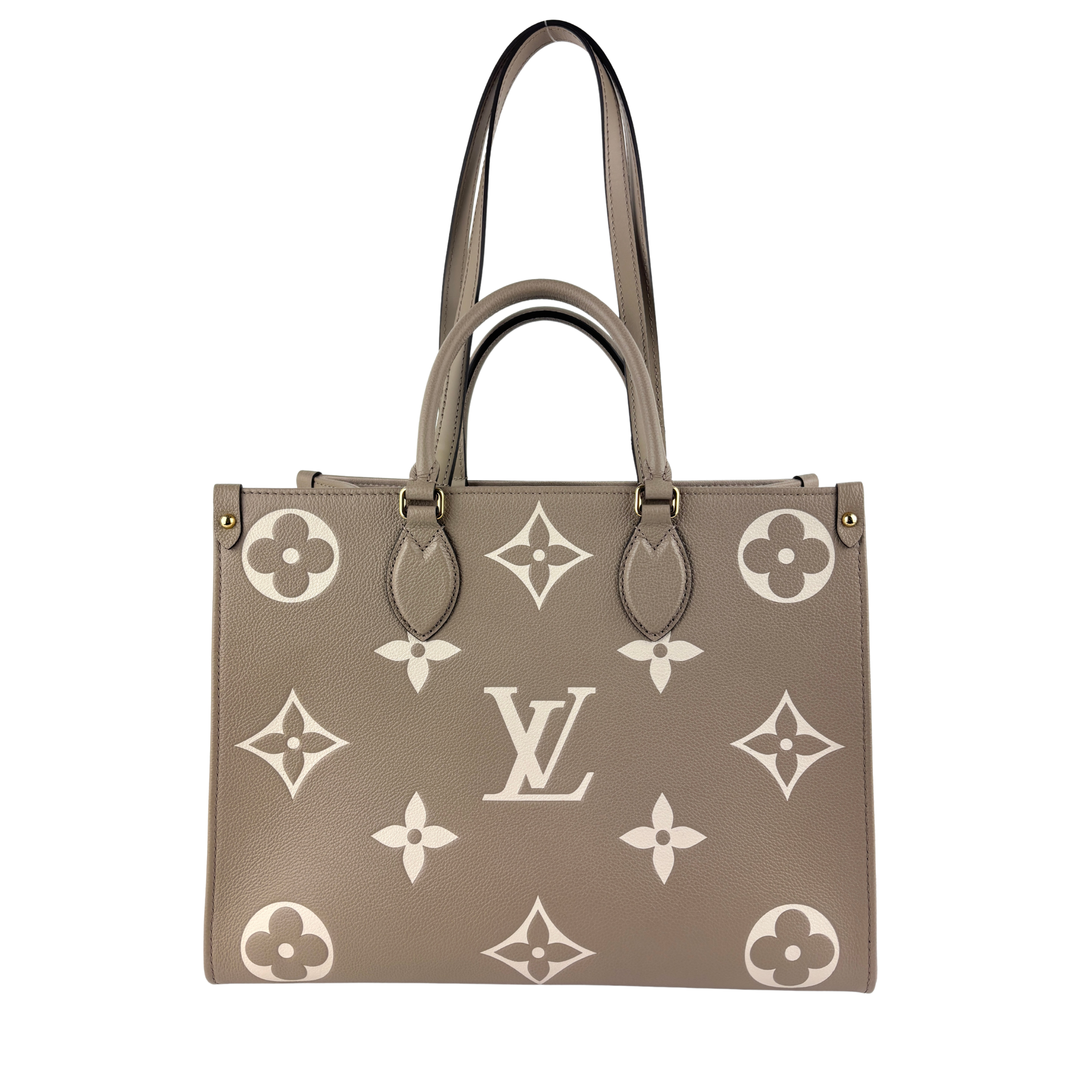 M45494 OnTheGo MM Bicolor Monogram Empreinte Leather Tourterelle / Crème - Glampot