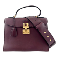 Dioraddict Top Handle Bag in Burgundy Calfskin with Gold-Tone Hardware