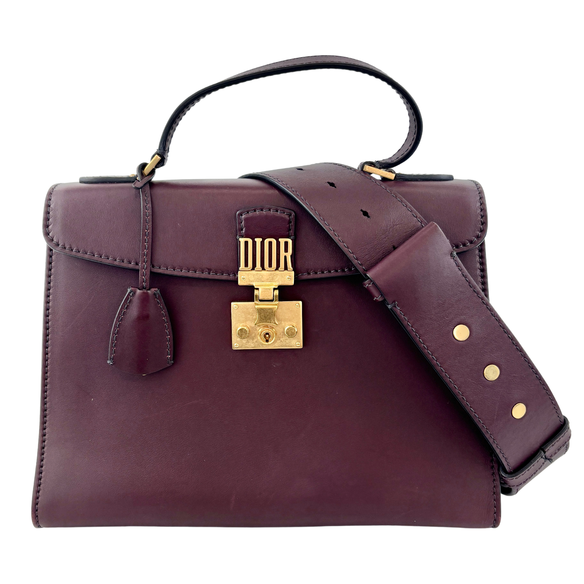 Dioraddict Top Handle Bag in Burgundy Calfskin with Gold-Tone Hardware