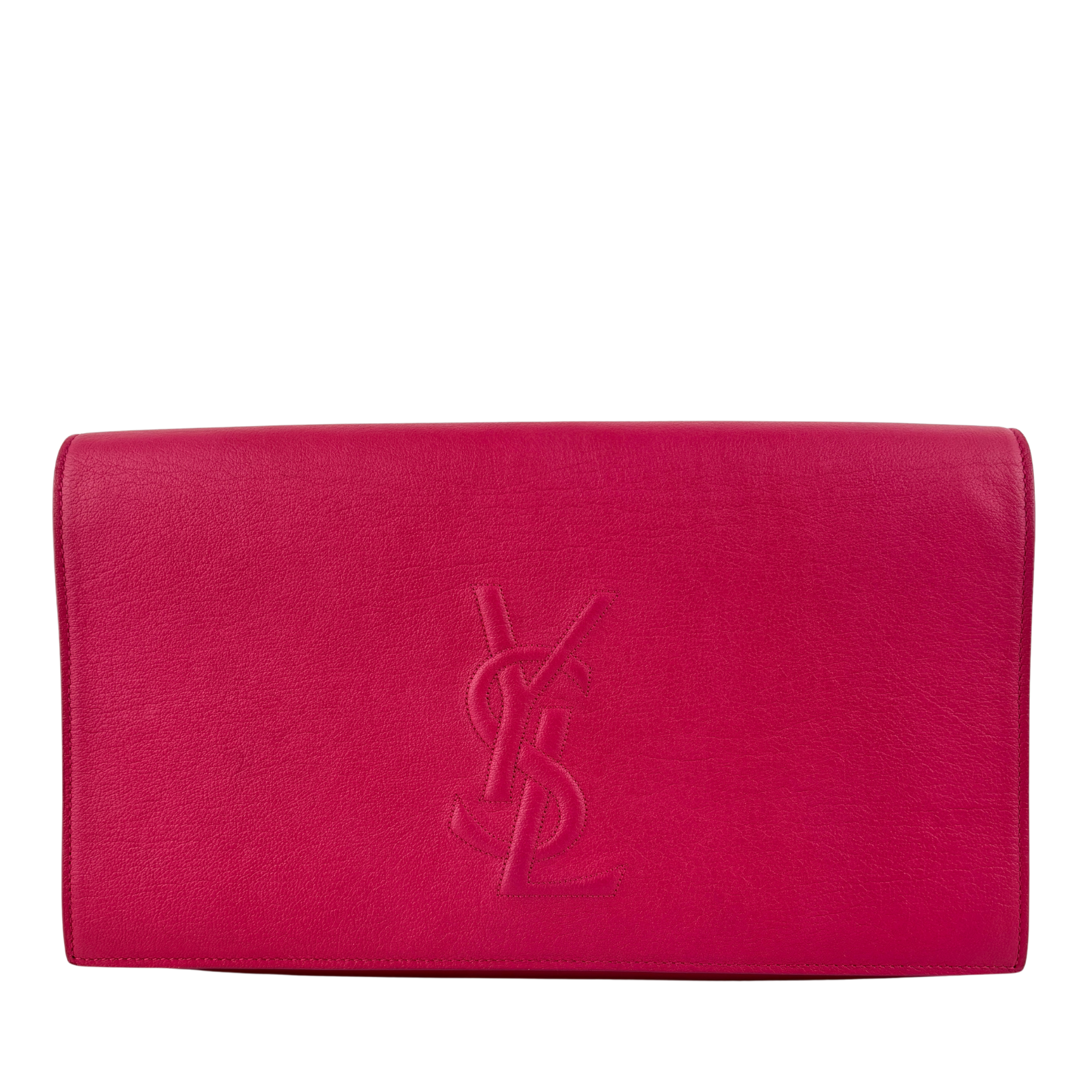 Large Leather Belle de Jour Clutch in Dark Pink - Glampot