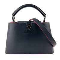 Capucines BB in Black Taurillon Leather/Fuschia SHW
