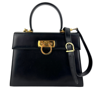 Gancini Top Handle Bag in Black