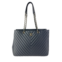 Chevron Quilted Shopping Tote Grey LGHW