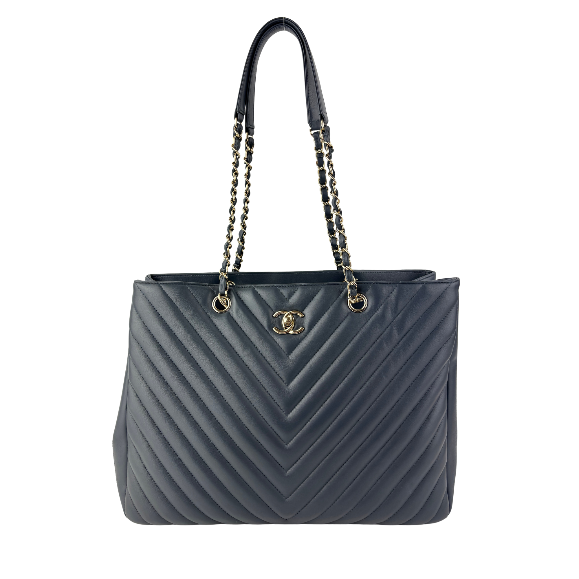 Chevron Quilted Shopping Tote Grey LGHW