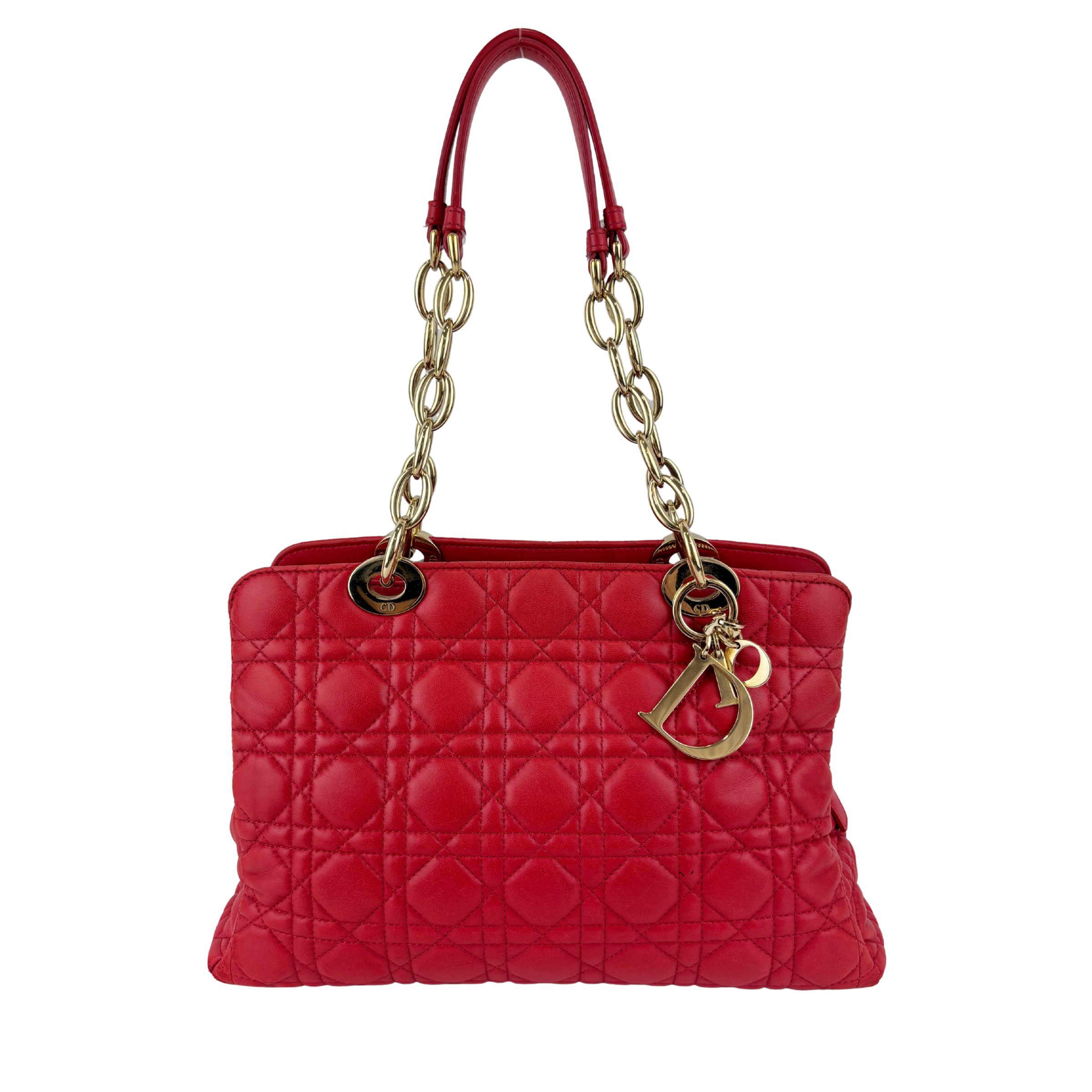 Small Soft Shopping Tote Bag Red GHW - Glampot