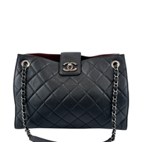 Paris Salzburg Large CC Accordion Shopping Tote in Black Caviar RHW - Glampot