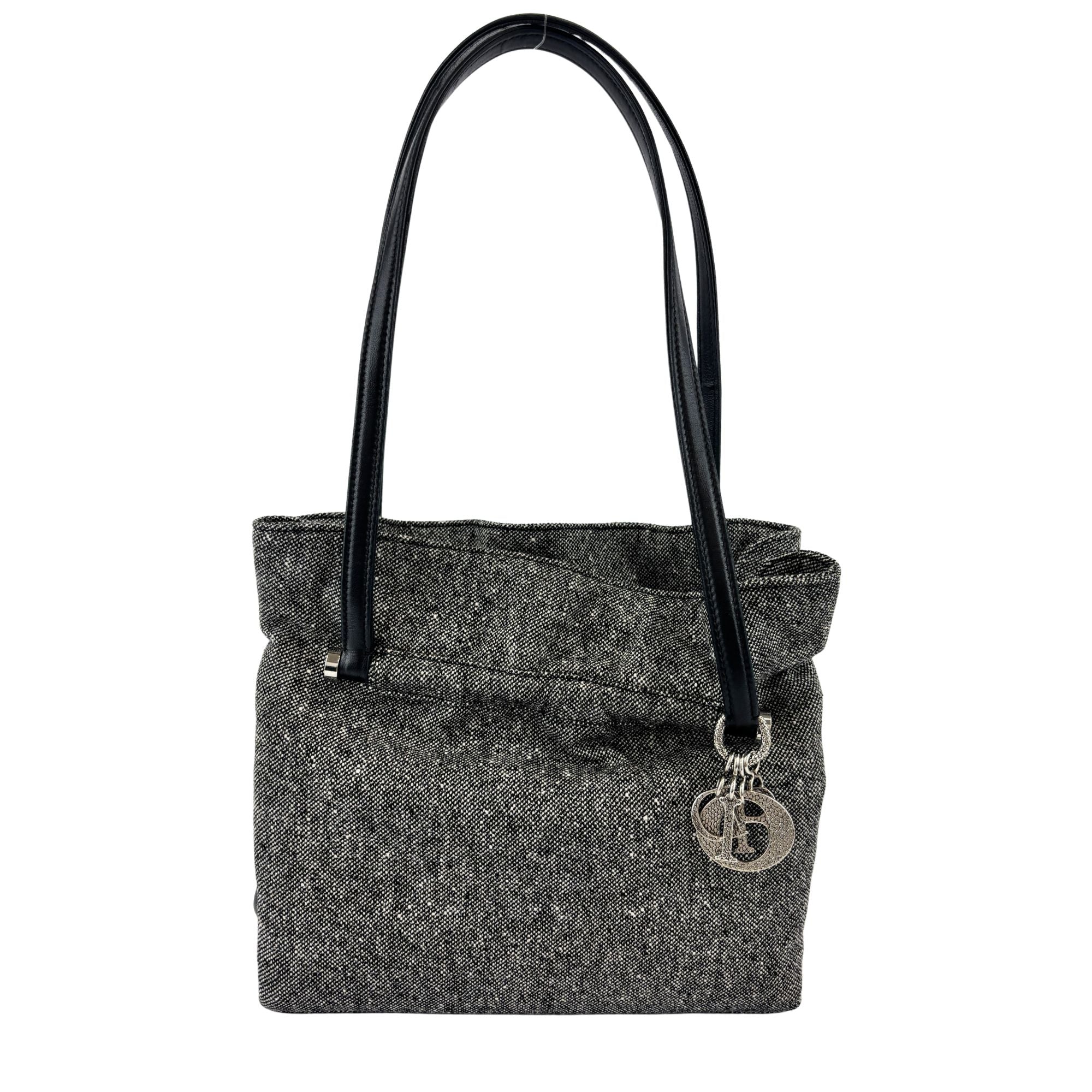 Vintage Marl Wool Shoulder Tote in Grey
