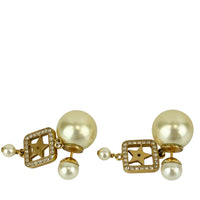Faux Pearl Crystal Star Square Tribales Earrings Gold