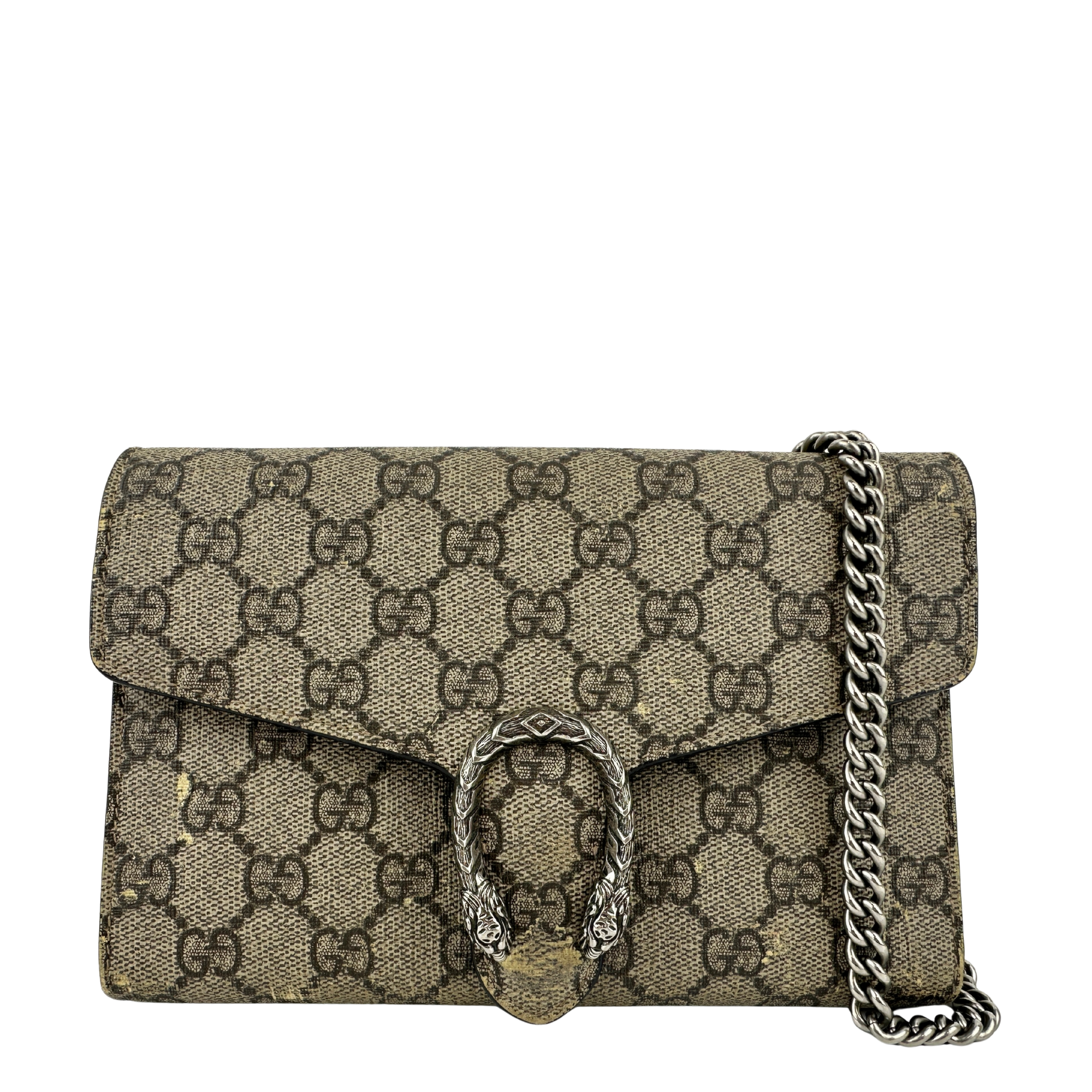 GG Supreme Dionysus Beige & Ebony Wallet On Chain