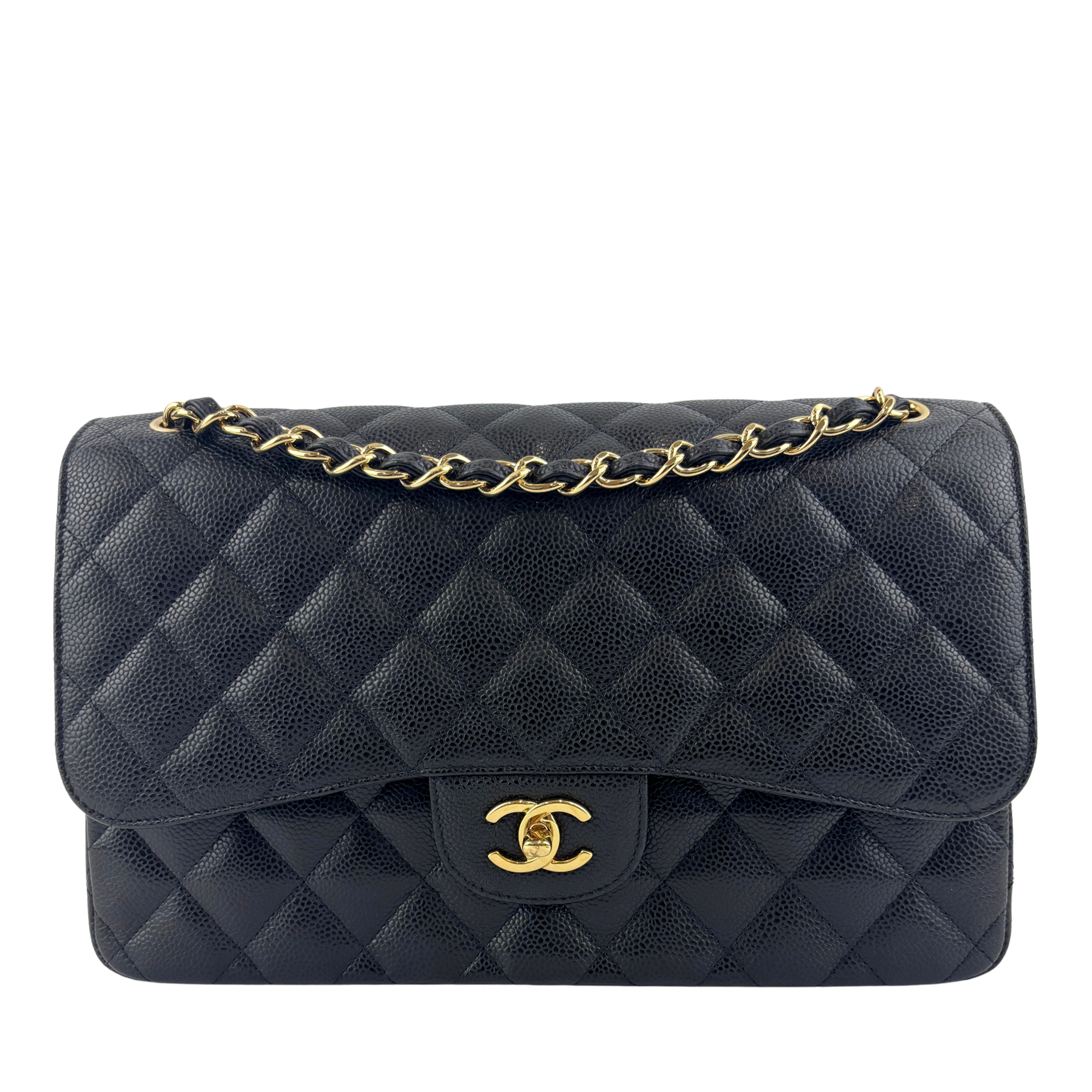 Classic Jumbo Flap Bag in Black Caviar GHW
