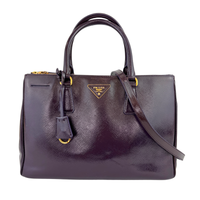 Galleria Medium Saffiano Double Zip Tote Purple Patent