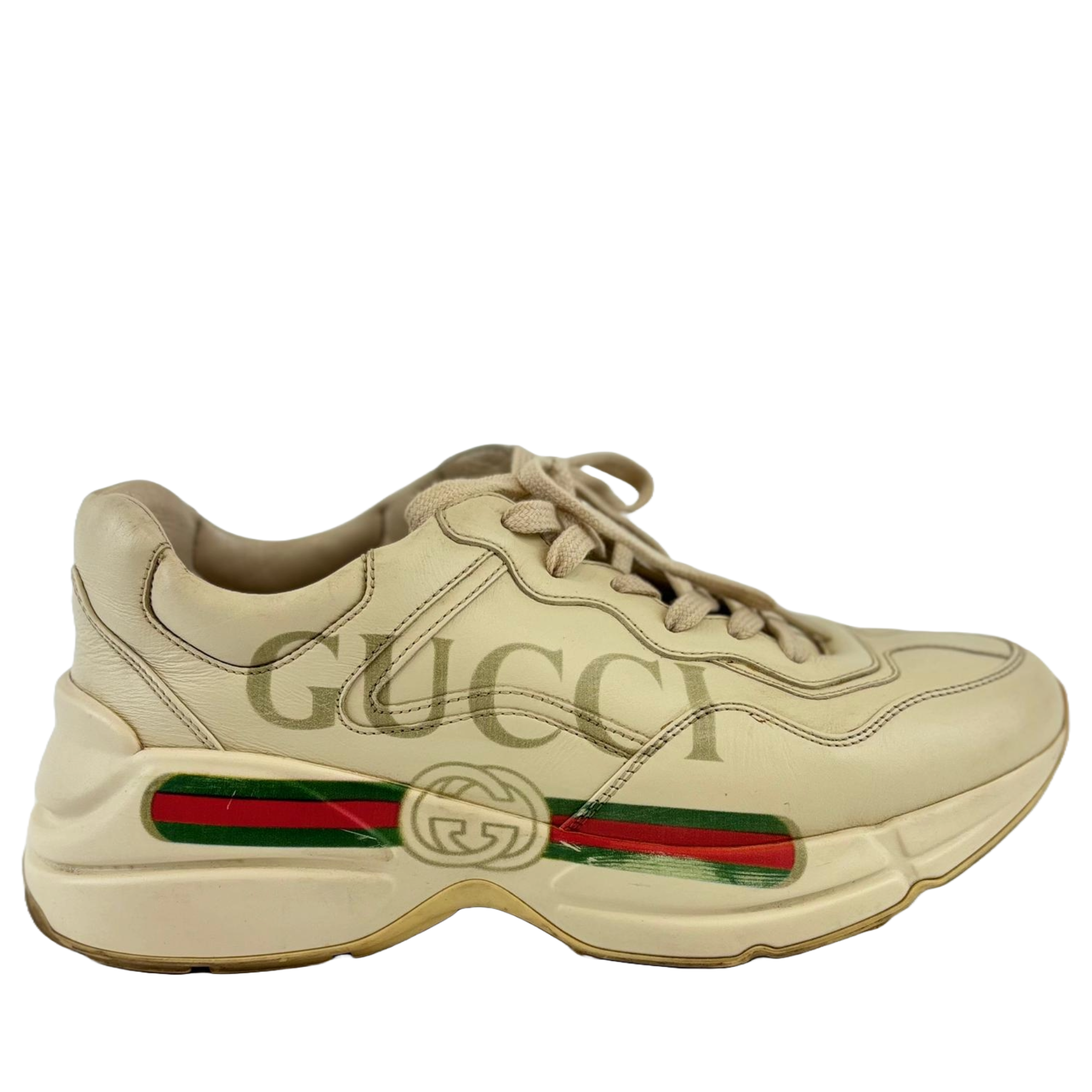 Ivory Leather Rhyton Logo Sneakers Size – Glampot