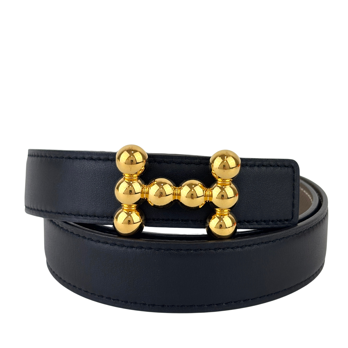 24mm Reversible Swift/Epsom Noir/Etoupe strap & Bubbles Buckle GHW - Glampot