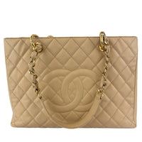 Beige Caviar GST Grand Shopping Tote GHW
