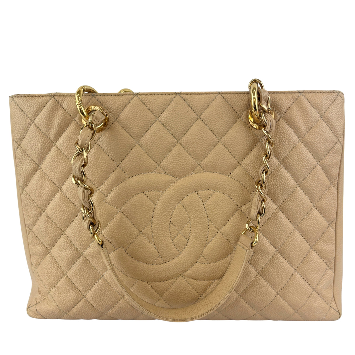 Beige Caviar GST Grand Shopping Tote GHW