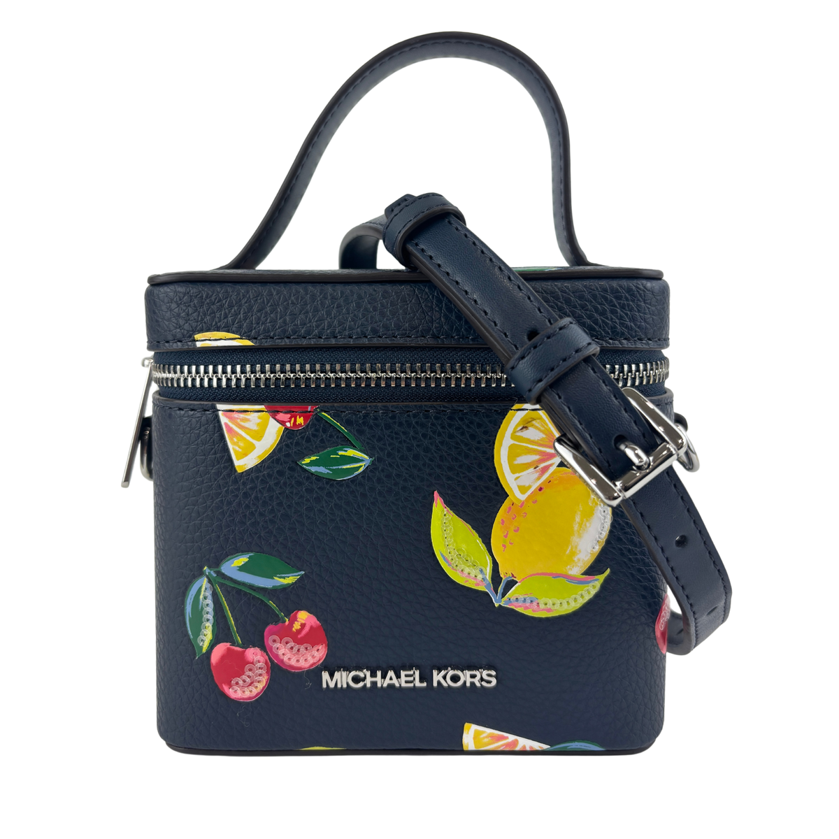Navy Small Sequined Fruit Print Crossbody Bag - Glampot