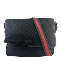 Black Web Strap Flap Messenger GG Canvas Medium