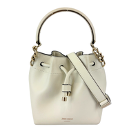 Small Bon Bon Leather Bucket Bag in White