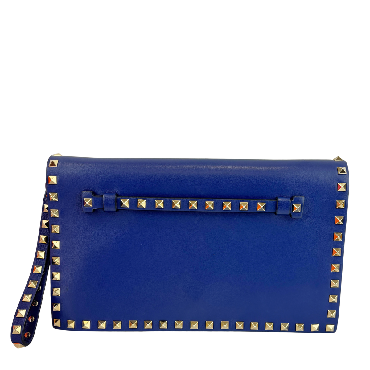 Rockstud Lambskin Clutch in Navy