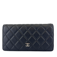 Bi-fold Yen Wallet in Black Lambskin SHW