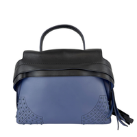 Black / Blue Calf Leather Medium Wave Bag