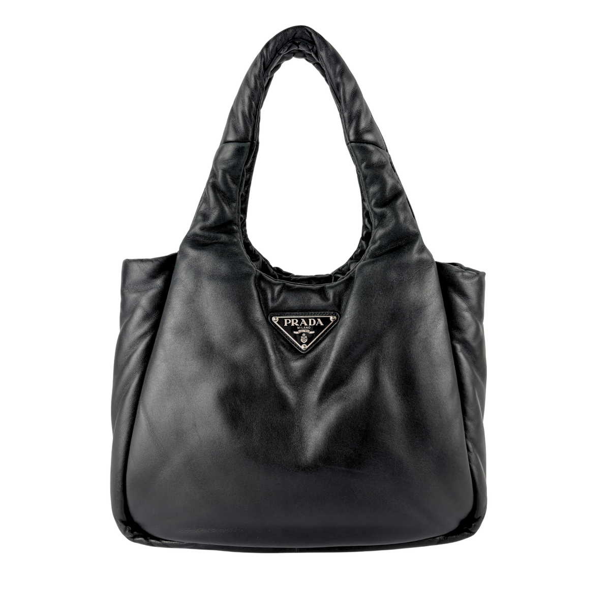 1BG413 Medium Padded Soft Nappa Leather Bag Black