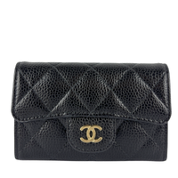 AP0212 Classic Flap Card Holder in Black Caviar GHW
