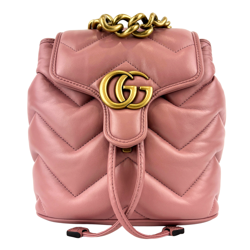 Gucci GG Marmont Lambskin Mini Backpack Dusty Carmine Rose – Glampot