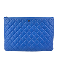 Large O Case Zip Pouch in Blue Caviar RHW - Glampot