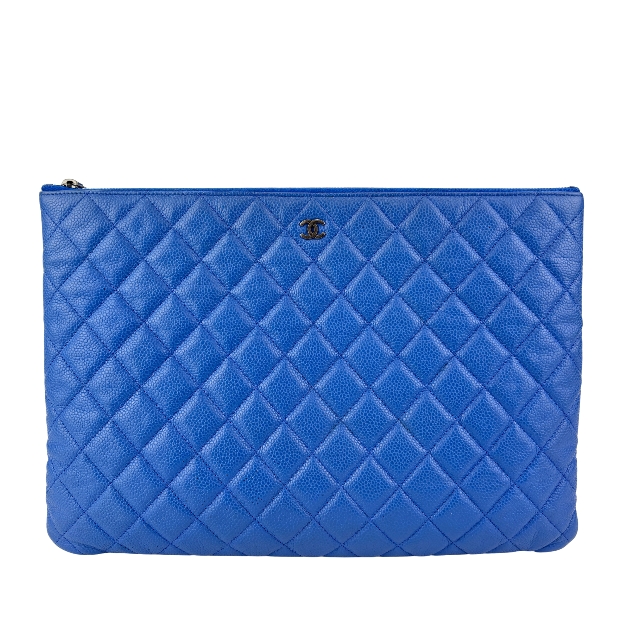 Large O Case Zip Pouch in Blue Caviar RHW - Glampot
