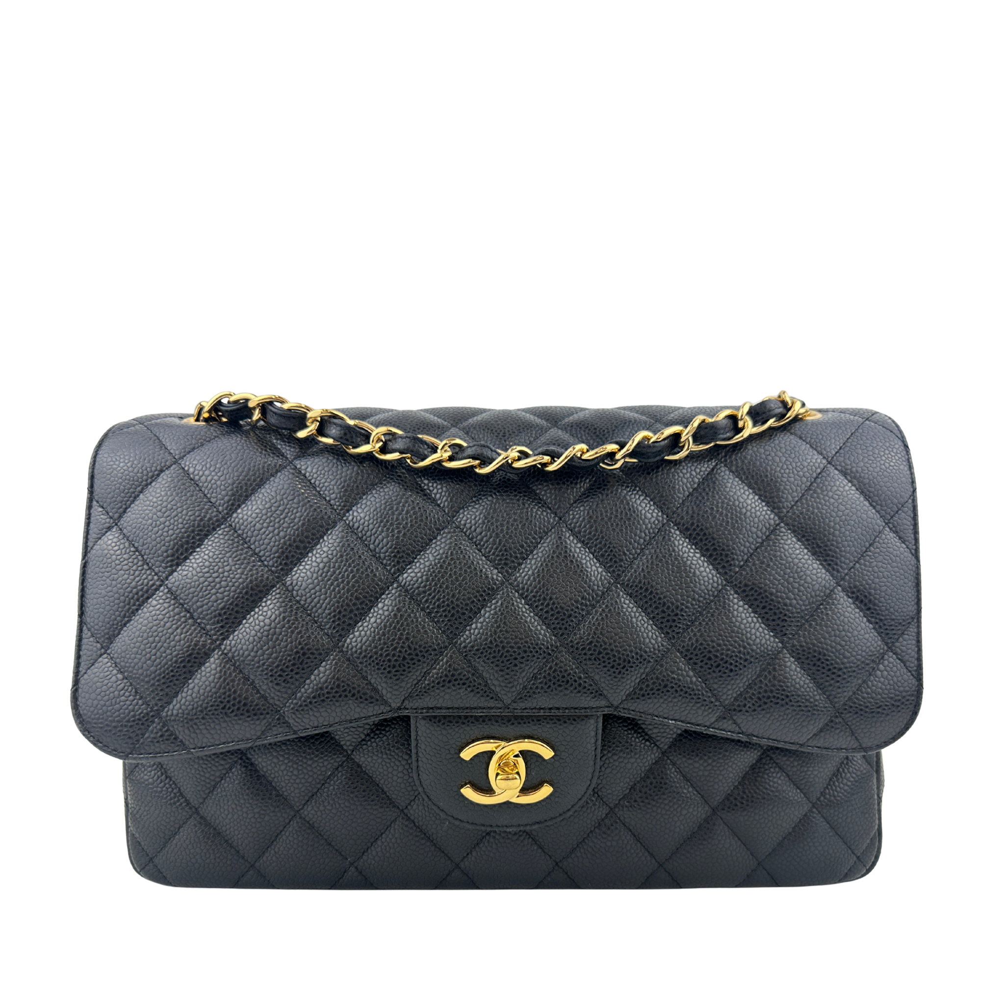 Classic Jumbo Black Caviar GHW