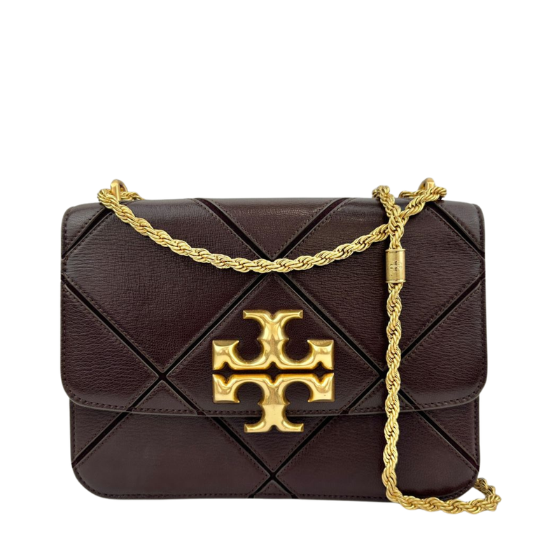 Eleanor Diamond Quilt Leather Shoulder Bag in Burgundy