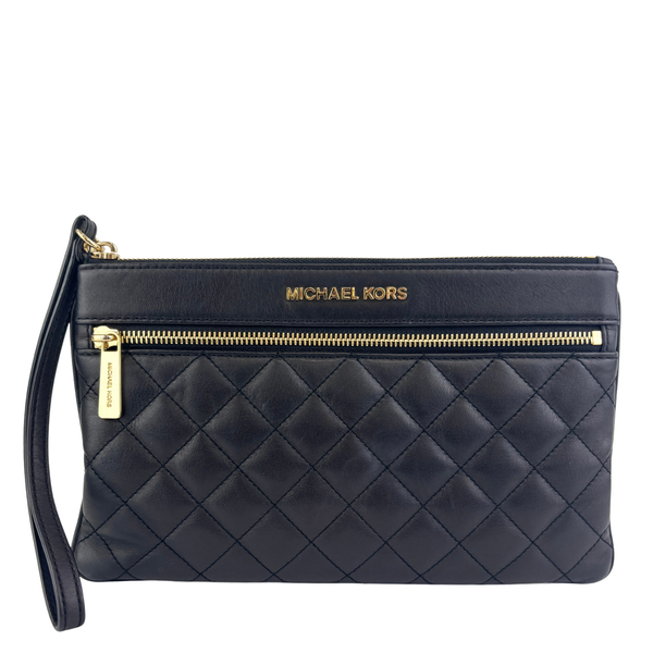Selma Quilted Leather Zip Clutch