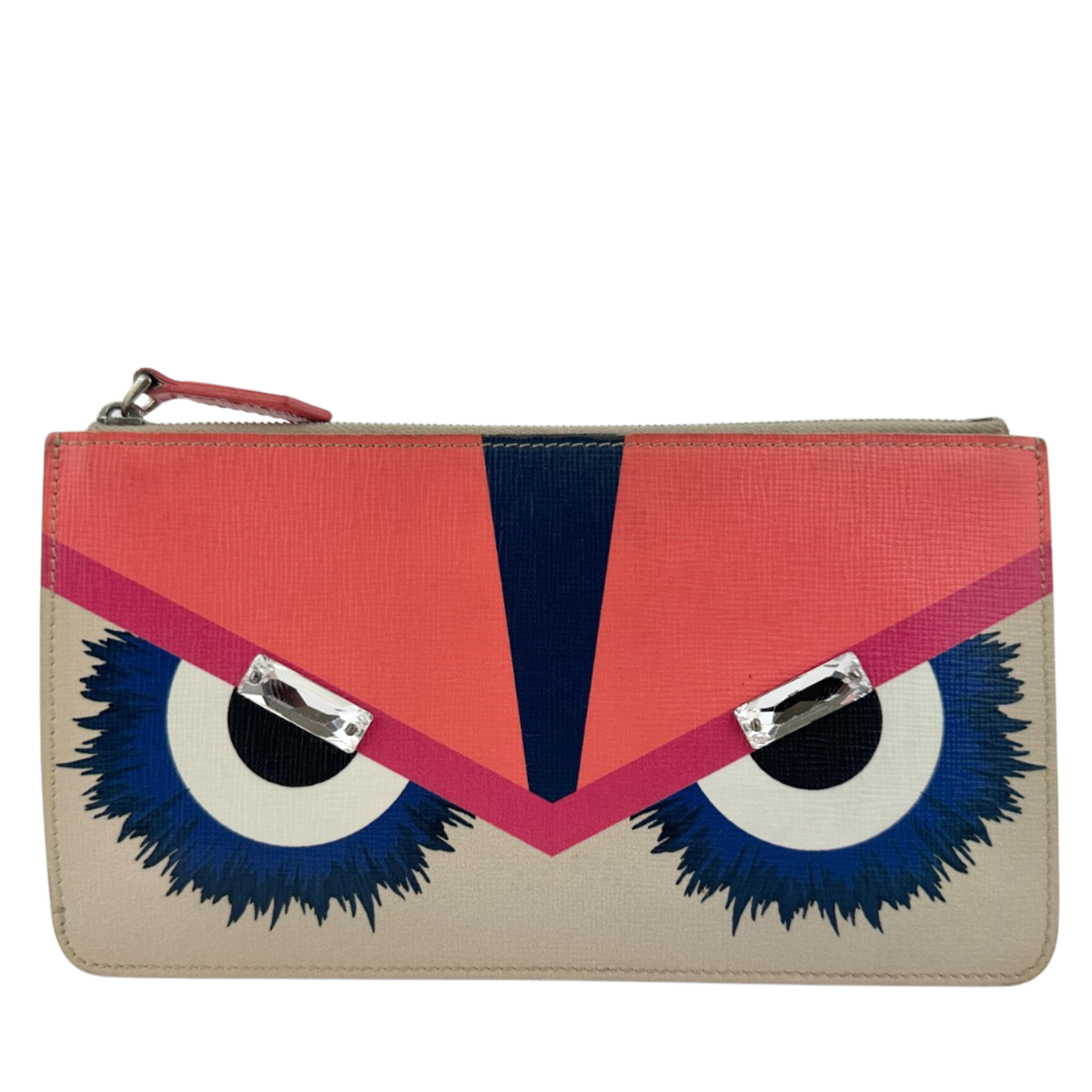 Fendi Monster Eyes Zip Clutch Wallet Multicolor | Free Ship