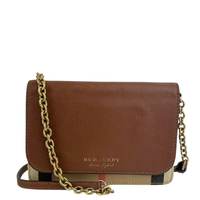 Hampshire Brown Pebbled Leather / House Check Canvas Crossbody Bag