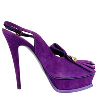 Suede Slingback Platform Sandals Purple Size 37.5