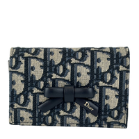 Dior Promenade Glycine Wallet Blue Dior Oblique Jacquard